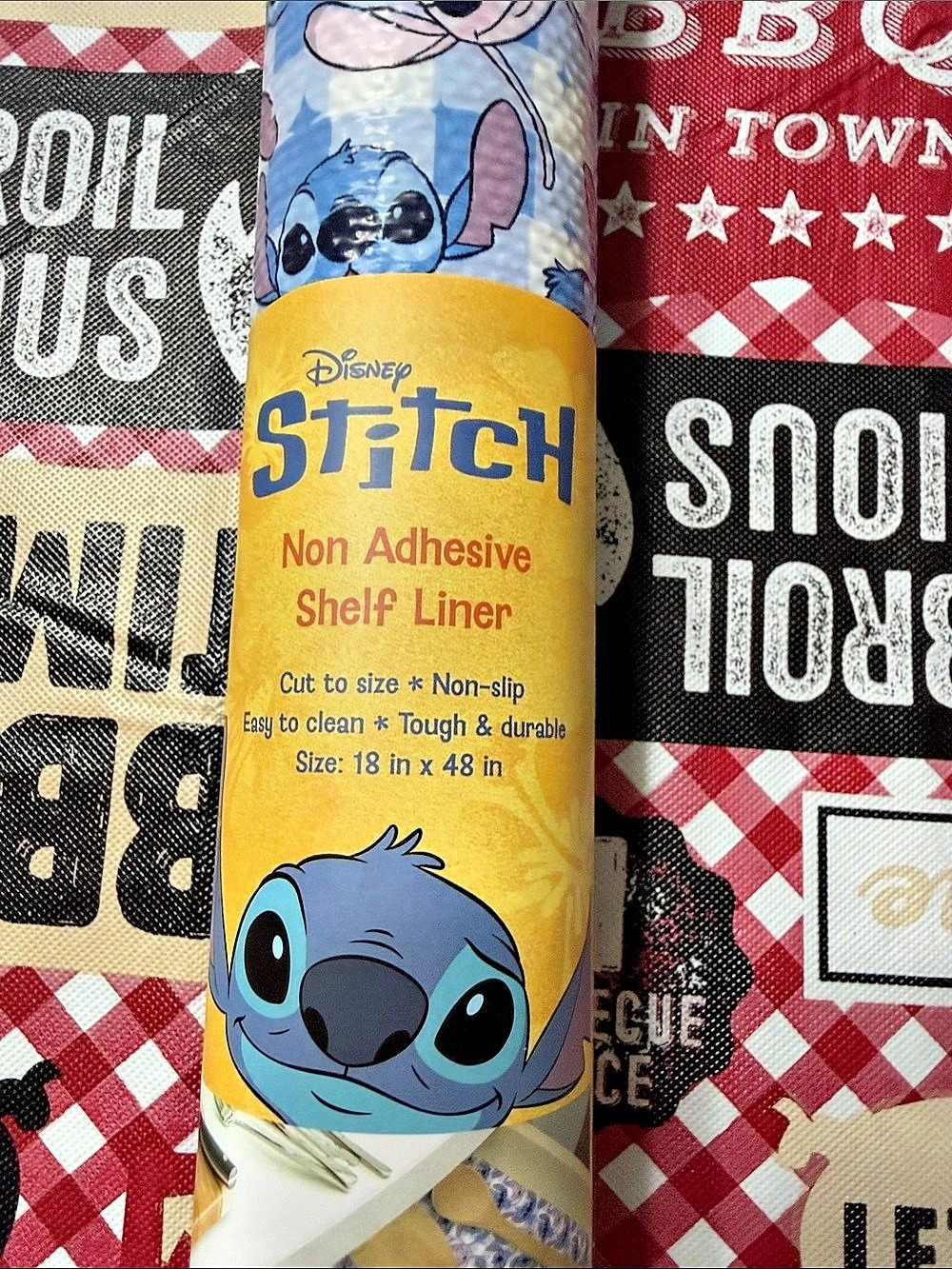Disney Stitch Non Adhesive Shelf Liner Blue & Yellow NWT